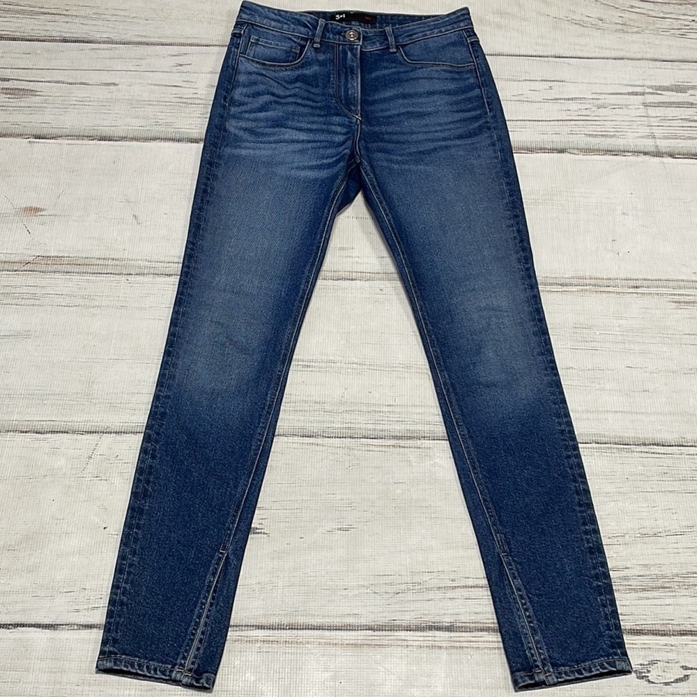 3x1 Denim Jeans Skinny Split Hem Blue Denim Sterling Size 26